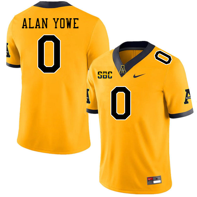 Men #0 Trenton Alan Yowe Appalachian State Mountaineers College Football Jerseys Stitched-Gold